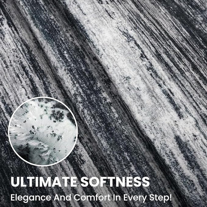 2x7 Modern Abstract Runner Rug for Hallways, Black Super Soft Hallway Decor Kitchen Rugs with Non-Slip, Non-Shedding Washable Rug for Hallways Entryway Bedroom Indoor