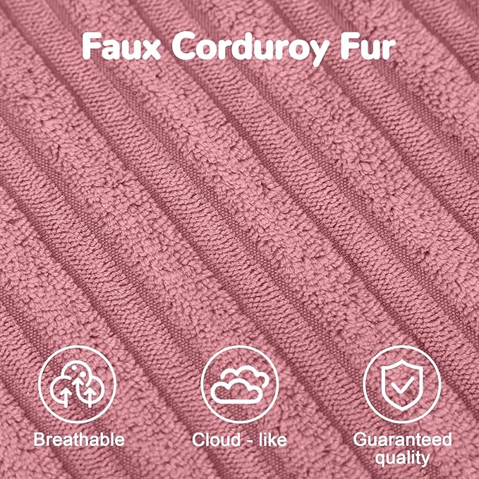 MeMoreCool Stuffed Round Pouf Ottoman Foot Rest, Soft Plush Floor Pouf Foot Stool, Corduray Footstool Footrest, Small Round Ottoman for Living Room Couch Sofa Chair, 20x15 Inch Pink
