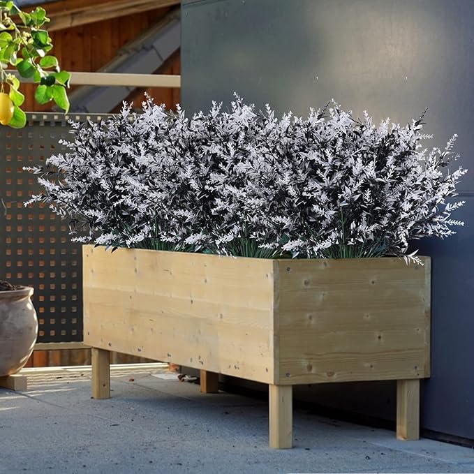 RECUTMS Artificial Plants Outdoor Artificial Outdoor Flowers UV Flowers Outdoor Artificial Greenery for Flower Arrangements Indoor Outside Hanging Plants Garden Porch Window Home Farmhouse Décor(B+W)
