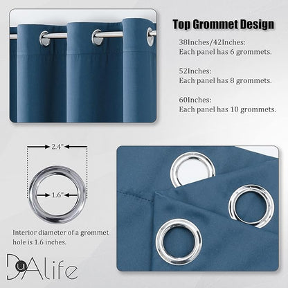 DUALIFE Midnight Grommet Room Darkening Curtains 52 x 72 Inches, 2 Panels