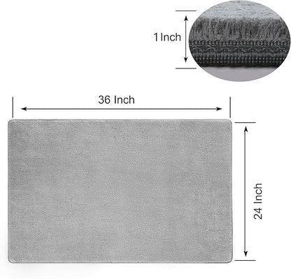 PURE ERA Carpet Stair Tread Landing Mat Area Rug Ultra Plush Shag Soft Non Slip Skid Resistant Tape Free Indoor Doormat Washable Reusable Grey 2' X 3'