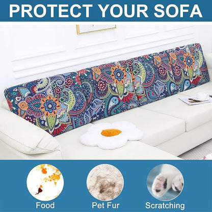 Smiry Printed Couch Cushion Covers, Stretch Soft Couch Covers for Sofa, Washable Non-Slip Sofa Slipcover Furniture Protector for Indoor and Outdoor (Backrest M, Blue Green)
