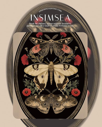 InSimSea Gold Framed Canvas Wall Art Room Decor Butterfly and Moth Classic Nature Print Wall Pictures Elegant Home Decor for Bedroom Bathroom Dining Room – 14L X 11W