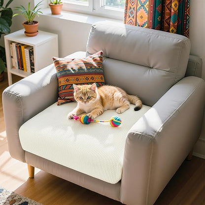 Hokway Couch Cushion Slipcovers Small Stretch Reversible Cushion Protector Slipcovers Sofa Cushion Protector Covers(Creamwhite, Small)