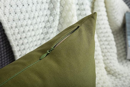 TangDepot Handmade Decorative Solid 100% Cotton Canvas Throw Pillow Covers/Pillow Shams, (18"x18", Olive Green)