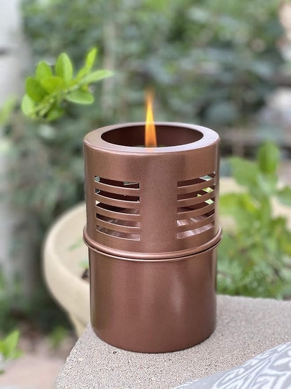 Torch Tabletop Oil Lamp Copper Stainless Steel Metal Wind Shield with Extra Fiberglass Wick with Safety Lock Wick Protection Child Guard