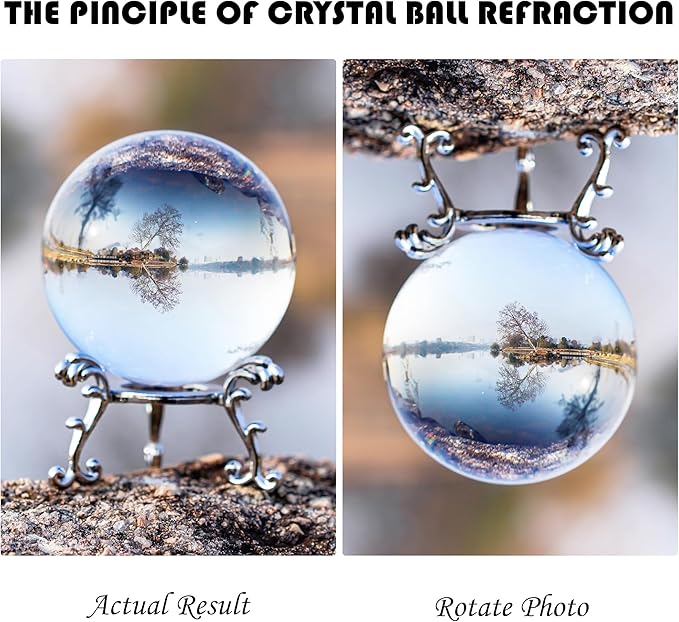 2.3in Sparkling Clear Crystal Ball with Stand 60mm Handcrafted Photography Prop for Magical Shots Elegant Home & Party Decor for Women