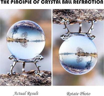 2.3in Sparkling Clear Crystal Ball with Stand 60mm Handcrafted Photography Prop for Magical Shots Elegant Home & Party Decor for Women