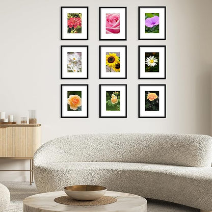 8x10 Picture Frame with 5x7 Mat Set of 2, Display Photo 5x7 with Mat or 8x10 without Mat, 8 by 10 Wall Poster Photo Frame with Shatter Resistant Plexiglass for Wall or Tabletop, 2 Pack, Black