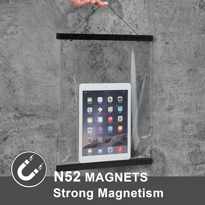 WITCOLOR Magnetic Poster Hanger Frame, 10x20 10x13 10x16 Black Wood Wooden Magnet Canvas Artwork Print Dowel Poster Hangers Frames Hanging Kit (2 Pack)