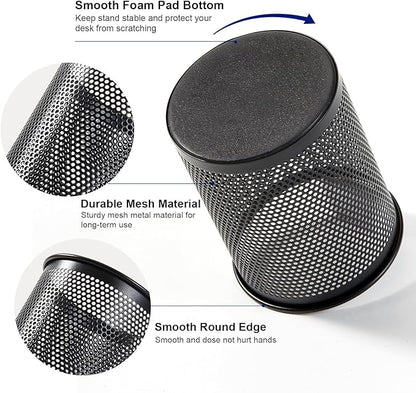 Comix Pen Holder Desk Organizer, Wire Mesh Pencil Cup with Foam Pad and Non-Slip Bottom Office Supplies Desk Accessories for Home Office School, 1 Pack