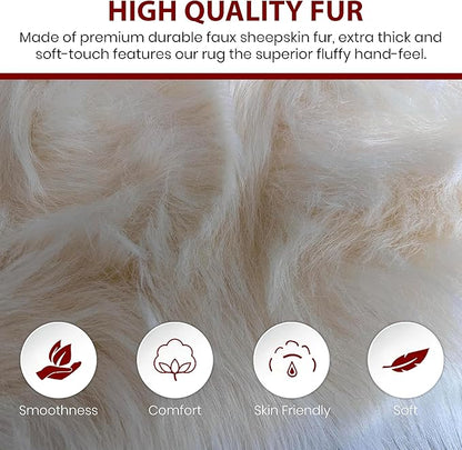 LAMBZY High Pile Super Soft Faux Sheepskin Rug (8'x11', Cream)