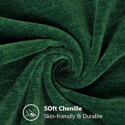 decorUhome Chenille Christmas Green Throw Pillow Covers 20x20 Inch Set of 2, Decorative Soft Couch Pillow Covers Solid Dyed Accent Farmhouse Neutral Square Pillow Cases for Sofa