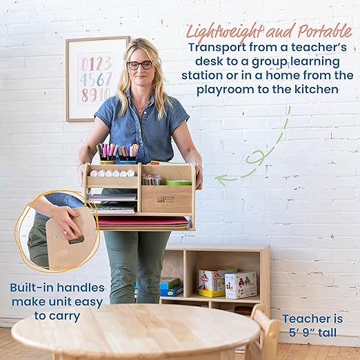 ECR4Kids Tabletop Supplies Storage Center, Teacher Caddy, Natural