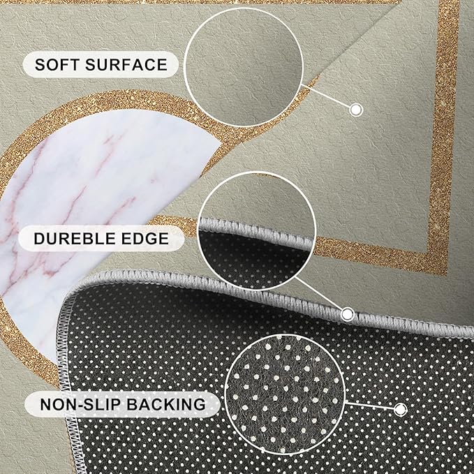 Abstract Marble Area Rugs Gilded Circle Rectangle Geometry Area Carpet Mid-Century Simple Rug Luxury Decor Rug for Living Room Door Mats Porch 6x8ft