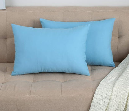TangDepot Handmade Decorative Solid 100% Cotton Canvas Throw Pillow Covers/Pillow Shams, (12"x20", Sky Blue)