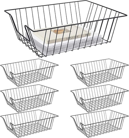 Yeaqee 6 Pcs Letter Tray Wire Paper Trays Stackable File Desk Organizer Metal File Paper Holder Basket for Desk Desktop Letter Storage for Office Home Classroom School(17'' x 12'' x 5 '',Black)