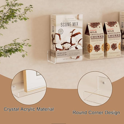 36'' Clear Acrylic Wall Long Shelf 2 Pack, Acrylic Floating Book Shelves, Wall Mounting Invisible Ledge Book Shelf