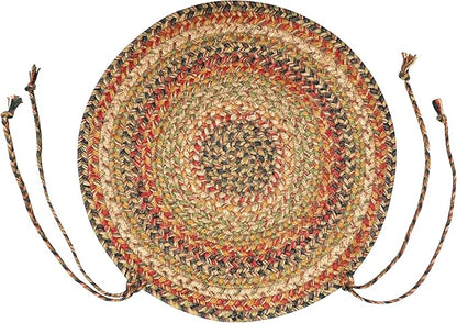 Homespice Kingston Jute Braided Chair Pads for Dining Chairs 15x15 Set of 2 - Vibrant Colors, Naturally Comforting & Reversible