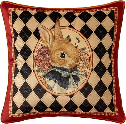 Easter Bunny Checkered Pillow Cover Decorations, Velvet Euro Sham Covers Decorative Throw Pillow Covers 18x18 for Couch Sofa Bed Home Decor