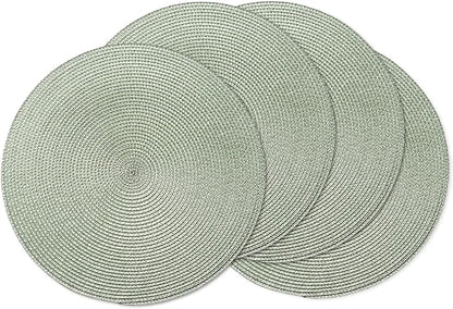 AHHFSMEI Round Braided Placemats 15 Inch Round Table Mats for Dining Tables Natural Woven Heat Resistant Place mats Set of 4 (Sage Green,4)