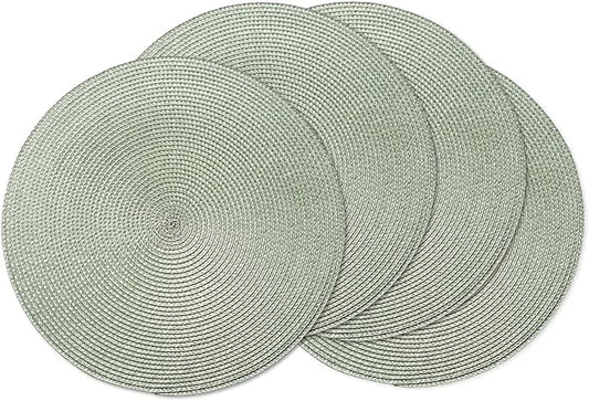 AHHFSMEI Round Braided Placemats 15 Inch Round Table Mats for Dining Tables Natural Woven Heat Resistant Place mats Set of 4 (Sage Green,4)