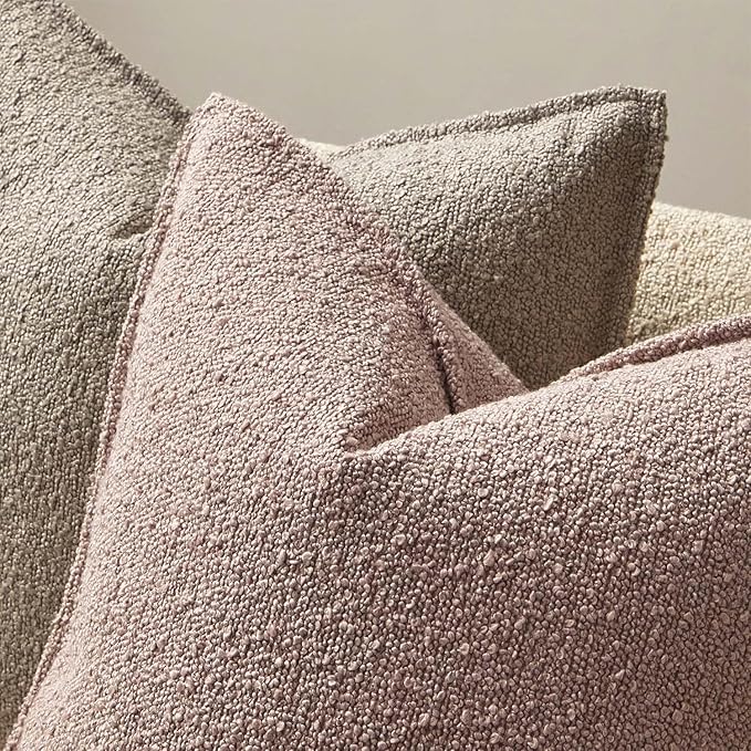 JUSPURBET Pink Decorative Pillow Covers 12x20 Set of 2 Throw Pillow Covers for Couch Sofa Bed Cozy Boucle Textured Lumbar Cushion Covers Cases with Hidden Zipper for Living Room Home Decor