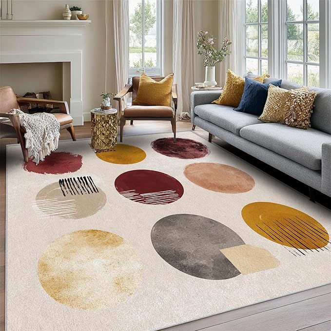 Boho Rug, 6x9 Area Rugs Ethnic Geometric Modern Abstract Pattern for Living Room, Bedroom, Boho Home Decor Accessories Indoor Carpet, Non Slip & Machine Washable