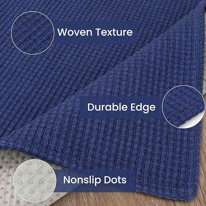 IOHOUZE Washable Runner Rug 2x8 Non Slip Hallway Runner Entryway Runner Indoor, Kitchen Rugs Woven Cotton Floor Carpet for Kitchen Hall Entrance Bedroom, Royal Blue/Navy
