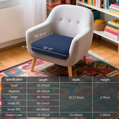 Hokway Stretch Couch Cushion Slipcovers Reversible Cushion Protector Slipcovers Sofa Cushion Protector Covers(Darkblue, Small)