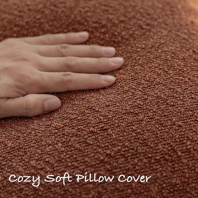 GEEORY Decorative Throw Pillow Covers 20x20 Inch Pack of 2,Textured Boucle Neutral Cushion Cases for Bed Couch Sofa, Accent Mordern Farmhouse Minimalist Home Decor (Tobacco Brown) GE06-20