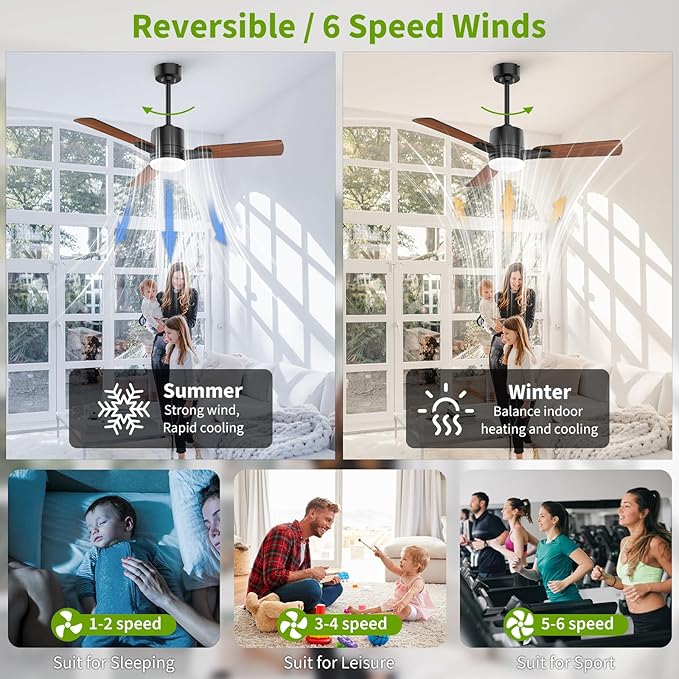 Ceiling Fans with Lights, 42 Inch Low Profile Ceiling Fan with Light and Remote Control,10 Min Quick Installation,Reversible,3CCT Dimmable,Quiet,Black Small Ceiling Fan for Bedroom Indoor/Outdoor