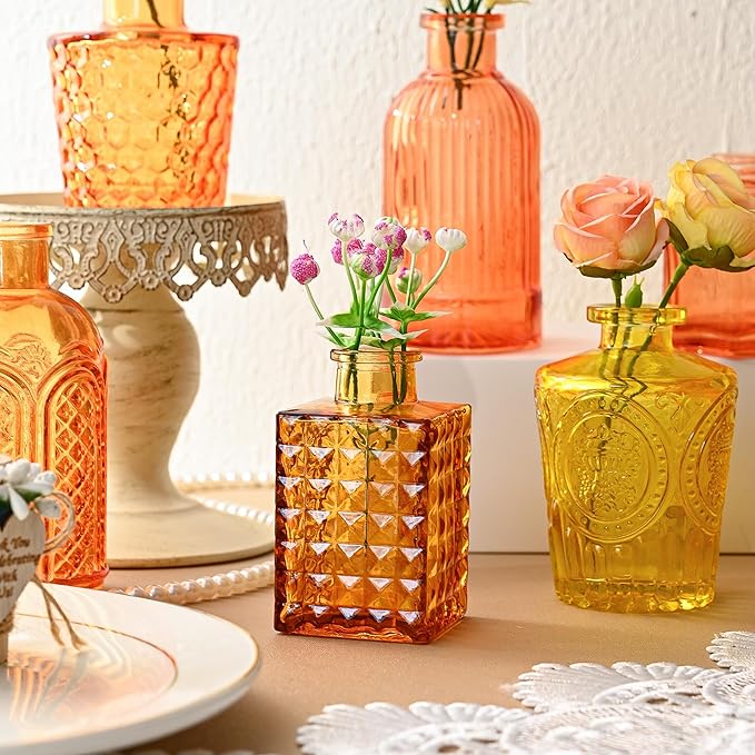 30 Pcs Colored Bud Vase Set,Vintage Glass Vases for Flower Centerpieces Wedding & Party Decor,Home Table Decorations,Bud Vases in Bulk for Housewarming