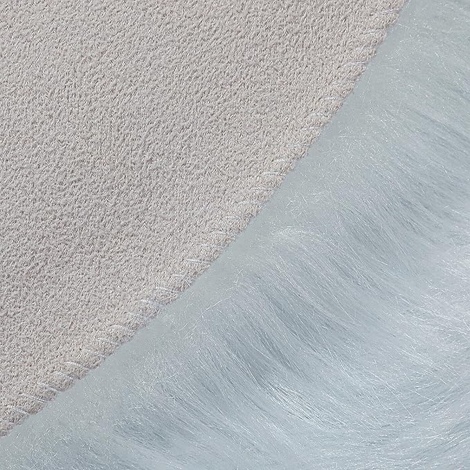 Faux Fur Rug Sheepskin Shag Fluffy Fuzzy White 2x6 ft Runner Rugs for Bedroom Bedside Bed Floor Living Room Plush High-Density Cushion Carpet Super Sofa Cover