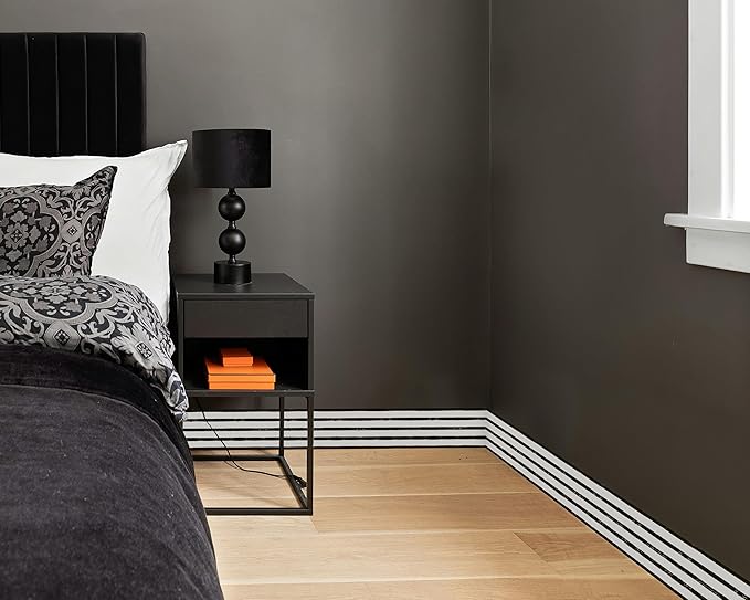 FLFK Mirror Frame Border - Black and White Striped Wallpaper Trim Peel and Stick Wall Borders Decal 5" x 240"