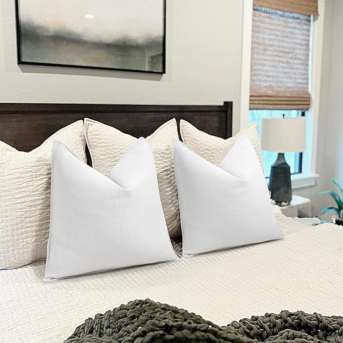 ZWJD Cream Pillow Covers 22x22 Set of 2 Chenille Throw Pillow Covers with Elegant Design Soft and Luxurious Decorative Throw Pillows for Couch, Bed, and Home Decor