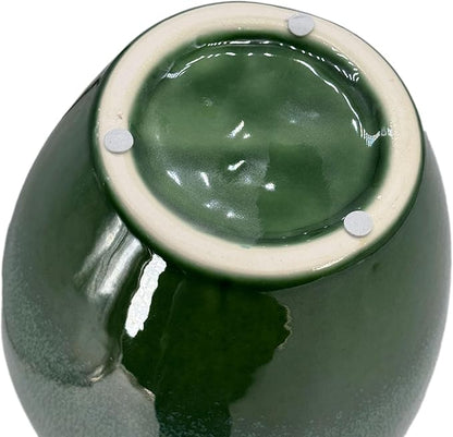 Galt International Green Reactive Glazed Decorative Ceramic Vase, 11 Inch, Green Monochrome, Modern Home Decor