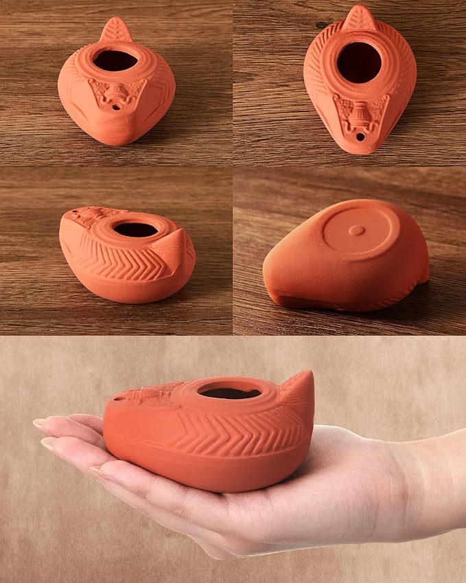 Pinkunn 20 Sets Clay Oil Lamp Herodian Olive Oil Lamp for Indoor Use Terracotta Biblical Lamps Ancient Antique Replica for Israel Judaica/Christian Hanukkah Gift Worship Prayer Religious Artifact