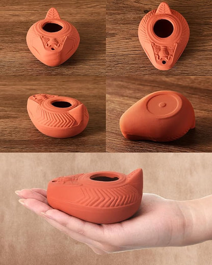 Pinkunn 1 Set Clay Oil Lamp Herodian Olive Oil Lamp for Indoor Use Terracotta Biblical Lamps Ancient Antique Replica for Israel Judaica/Christian Hanukkah Gift Worship Prayer Religious Artifact