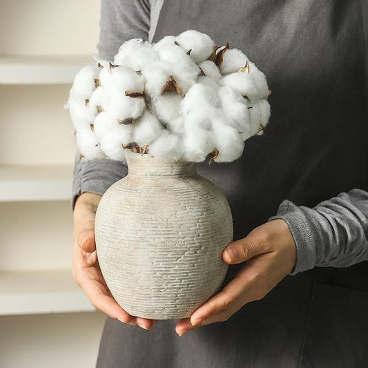 Ceramic Flower Vase Home Decor - Small Farmhouse Table Vases Rustic Vintage Living Room Kitchen Bedroom Decorations for House Book Shelf Office Coffee Desk Dining Fireplace (6" Retro)