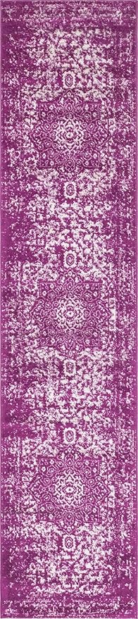 Rugs.com Arlington Collection Rug – 12 Ft Runner Purple Medium-Pile Rug Perfect for Hallways, Entryways