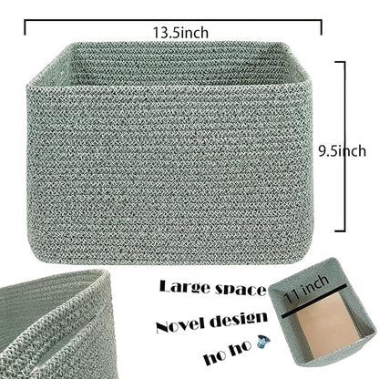 COMFY-HOMI 3Pack Small Woven Cotton Rope Basket for Organizing, Gift Baskets for Handles, Empty Gift Baskets, Medium Rope Basket|13.5" x 11" x 9.5" home decor for Living Room, Bathroom