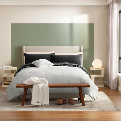 UGG Comforter Set 5 Piece Bed in a Bag with Throw Blanket, Decorative Pillow, Shams, and Reversible Comforter Hypoallergenic Washable Luxury Warm Fluffy Bedding Set, Charcoal Grey, King Size (Remina)