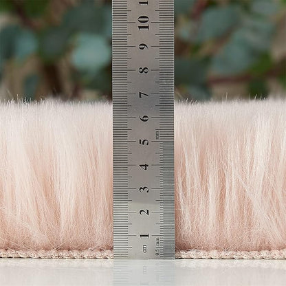 EasyJoy Ultra Soft Fluffy Shaggy Area Rug Faux Fur Rug Chair Cover Seat Pad Fuzzy Area Rug for Bedroom Floor Sofa Living Room (4 x 6 ft Rectangle, Pink)