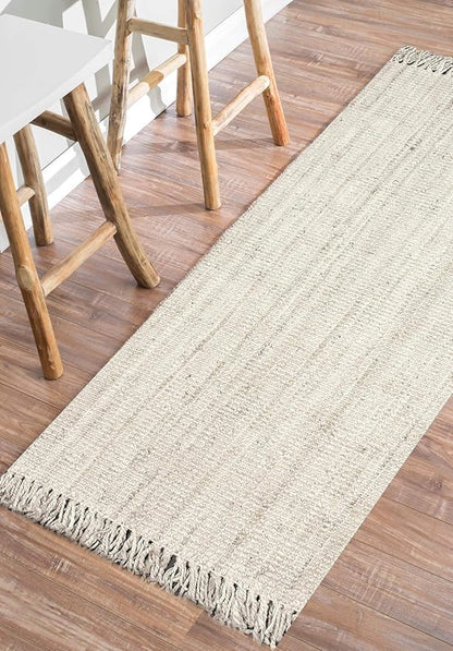 Nuloom Daniela Off-White, 9'6" x 13'6", Handmade, Jute, Tassel, Soft and Textured, High Traffic, Stain Resistant, Easy Clean, Durable Area Rug for Bedroom, Living Room, Dining Space, Foyer, Entryway