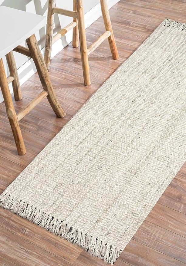 Nuloom Daniela Off-White, 9'6" x 12'6", Handmade, Jute, Tassel, Soft and Textured, High Traffic, Stain Resistant, Easy Clean, Durable Area Rug for Bedroom, Living Room, Dining Space, Foyer, Entryway