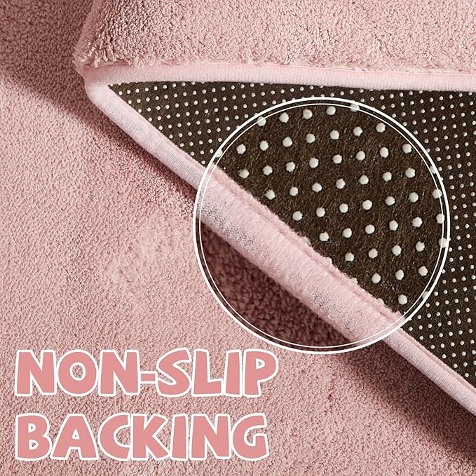 jinchan Solid Plush Runner Rug 2x6 Performance Shaggy Washable Hallway Rug Soft Modern Faux Wool Cozy Non Slip Carpet for Bedroom Laundry Room Living Room Kids Nursery Pink