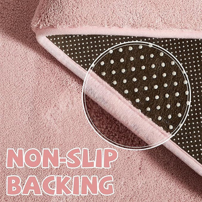 jinchan Solid Plush Area Rug 5x7 Performance Shaggy Washable Rug Indoor Soft Modern Faux Wool Cozy Non Slip Carpet for Living Room Kids Room Bedroom Dining Room Nursery Pink