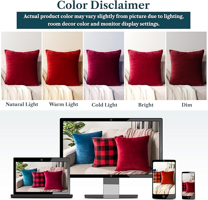PAVILIA Maroon Red Throw Pillow Covers 18x18 Set of 2, Decorative Pillow Cases for Bed Sofa Couch, Boho Aesthetic Accent Decor Cushion Bedroom Living Room, Velvet Square Euro Sham Covers, Burgundy Red