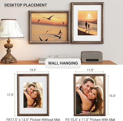 Heimlove 12x16 Picture Frame,12 x 16 Natural Solid Walnut Wood Frame Matted to 8.5x11 with Tempered Glass,12"x16" Handcrafted wood Poster Frame,Vertical or Horizontal Wall Hanging Display,1 Pack